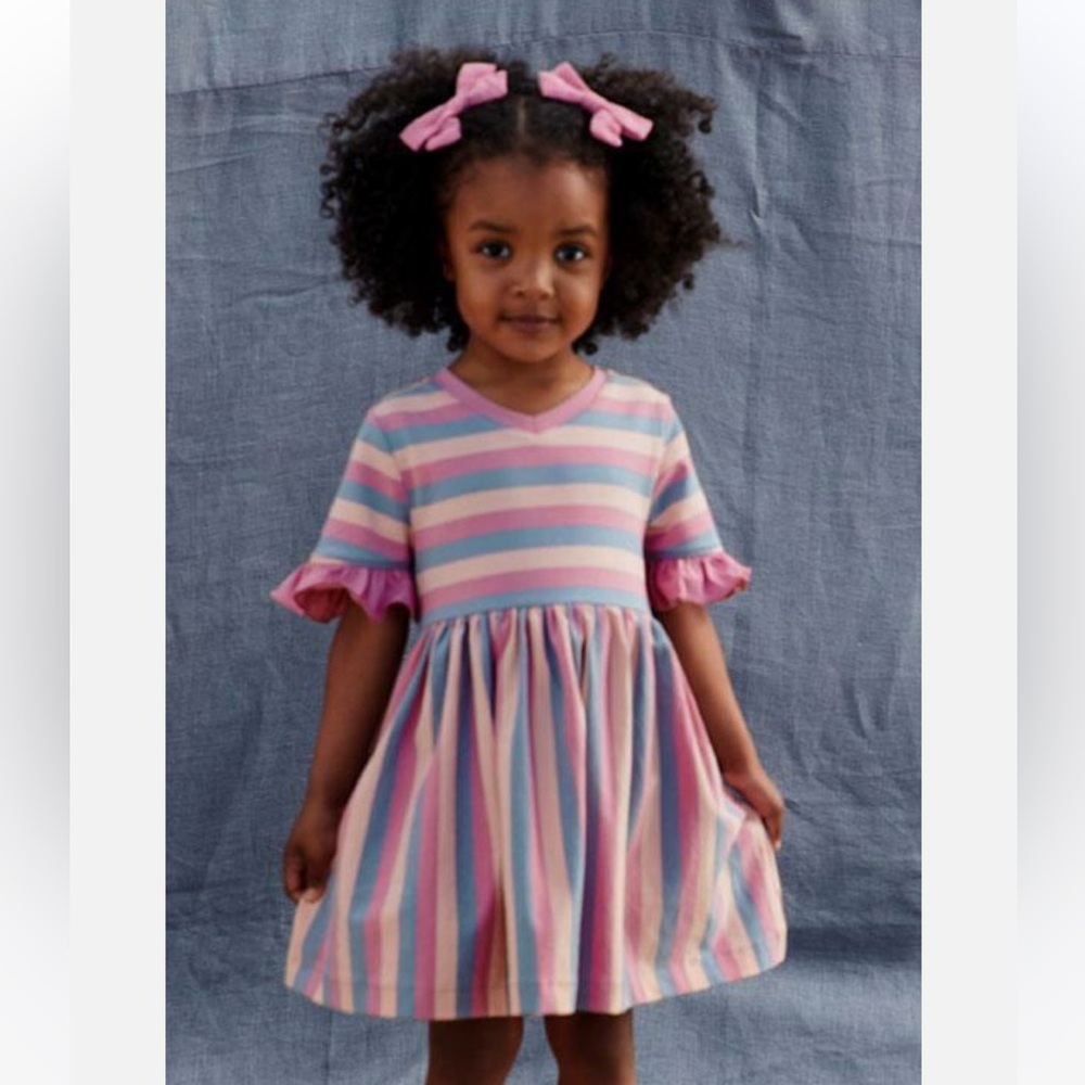 Matilda Jane Size 10 Striped Pink and Blue Kids Dress